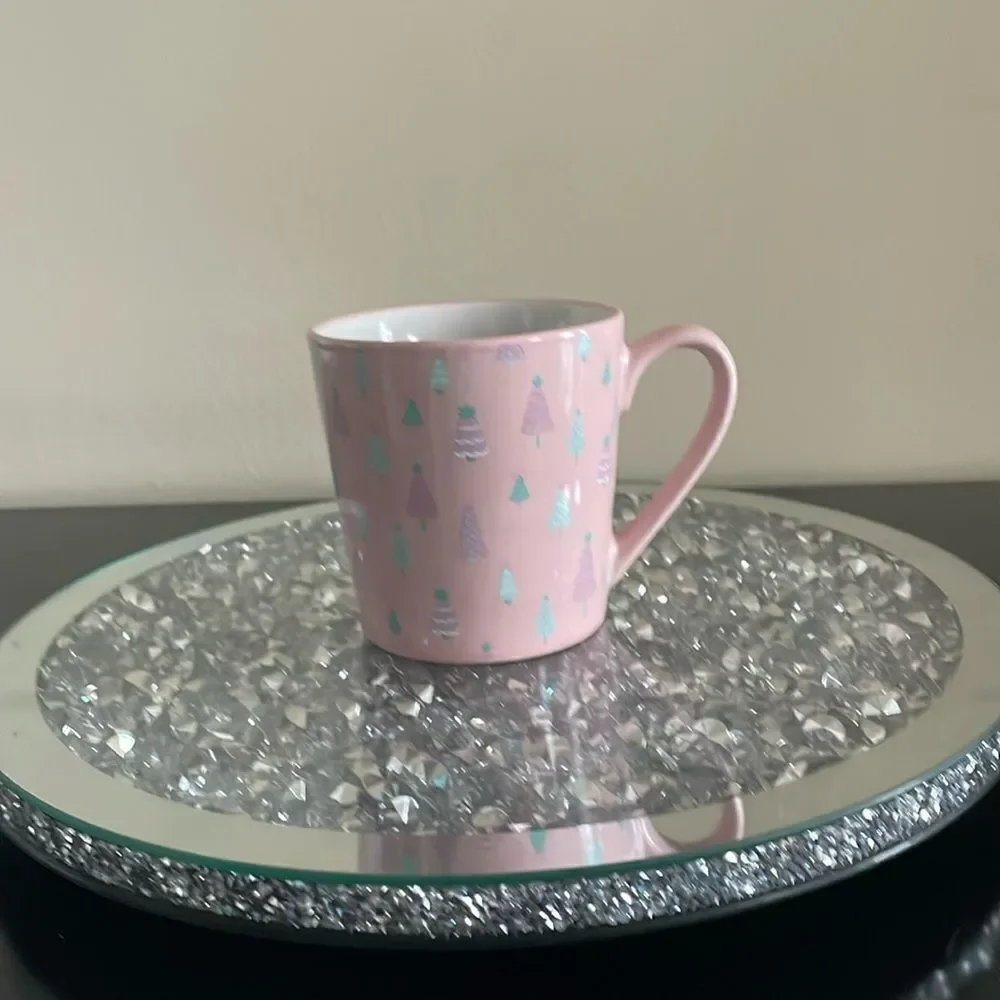 Eccolo pastel pink purple Christmas tree Xmas holiday coffee ceramic mug